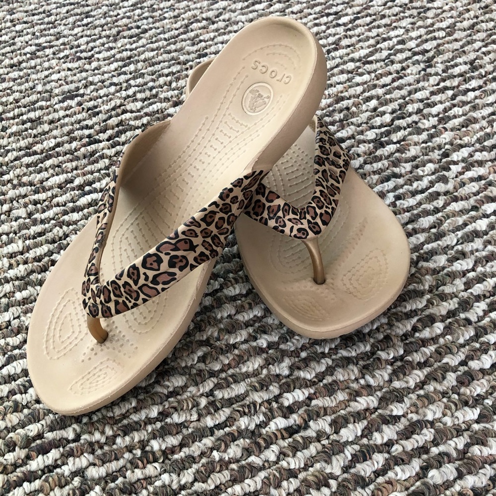 Croc Leopard Flip Flops